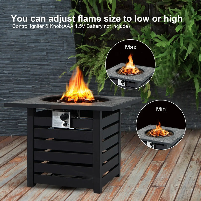 Square Propane Fire Pit Table with Lava Rocks and Rain Cover by DirectDeals