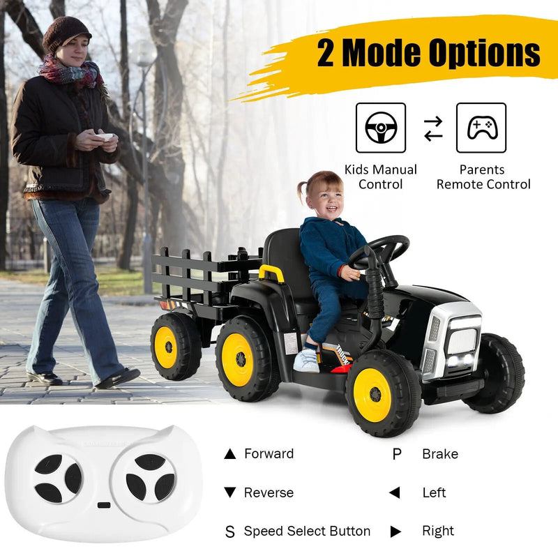 12V Ride on Tractor with 3-Gear-Shift Ground Loader for Kids 3+ Years Old by DirectDeals