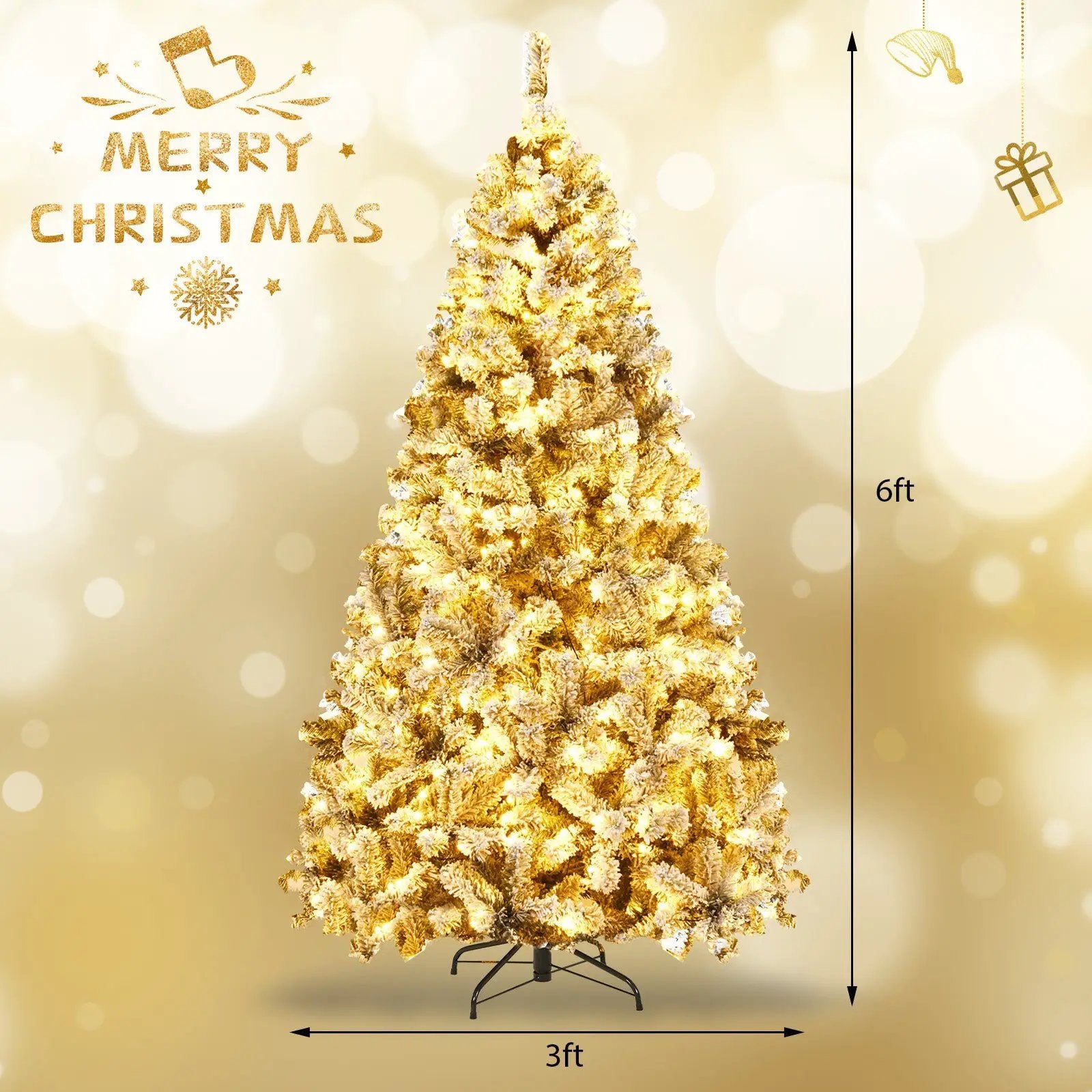 Pre-Lit Premium Snow Flocked Hinged Artificial Christmas Tree by DirectDeals