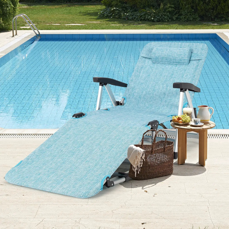 Beach Folding Chaise Lounge Recliner with 7 Adjustable Position by DirectDeals