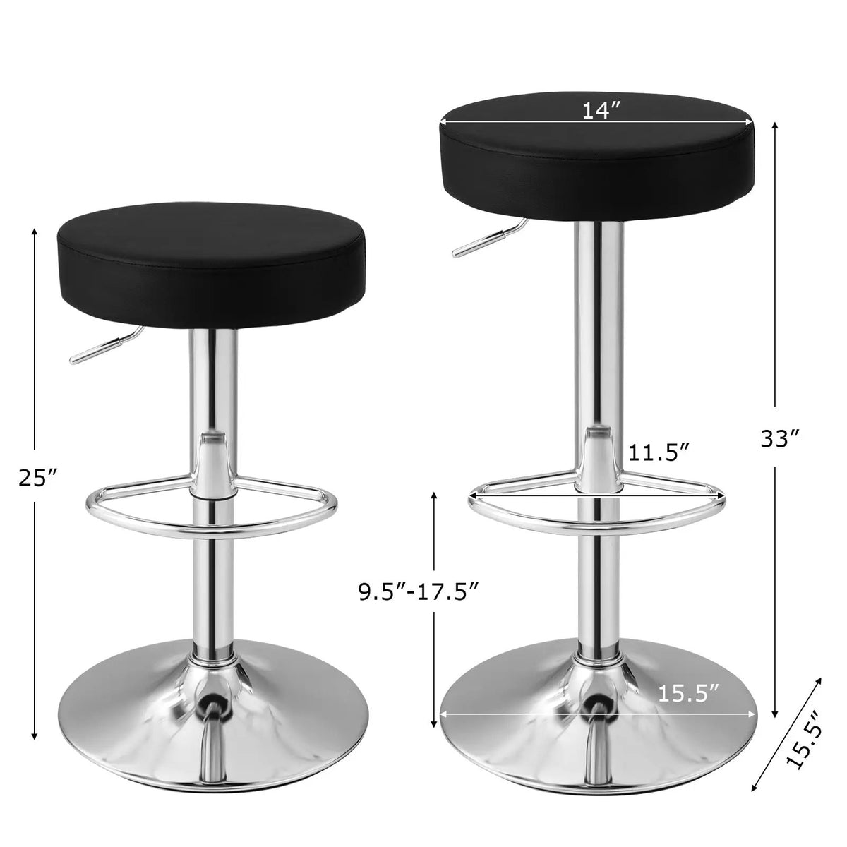 1 PC Round Bar Stool Adjustable Swivel Pub Chair, photo 5 of 10