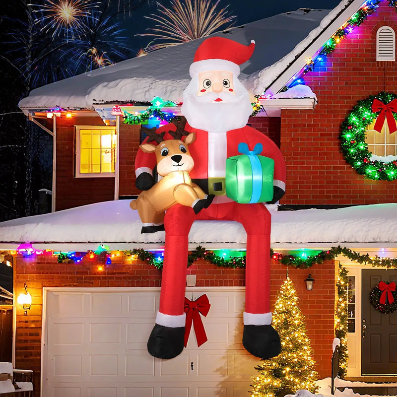 9.5 Feet Christmas Inflatable Santa Outdoor Decoratio with Built-in LED Lights by DirectDeals