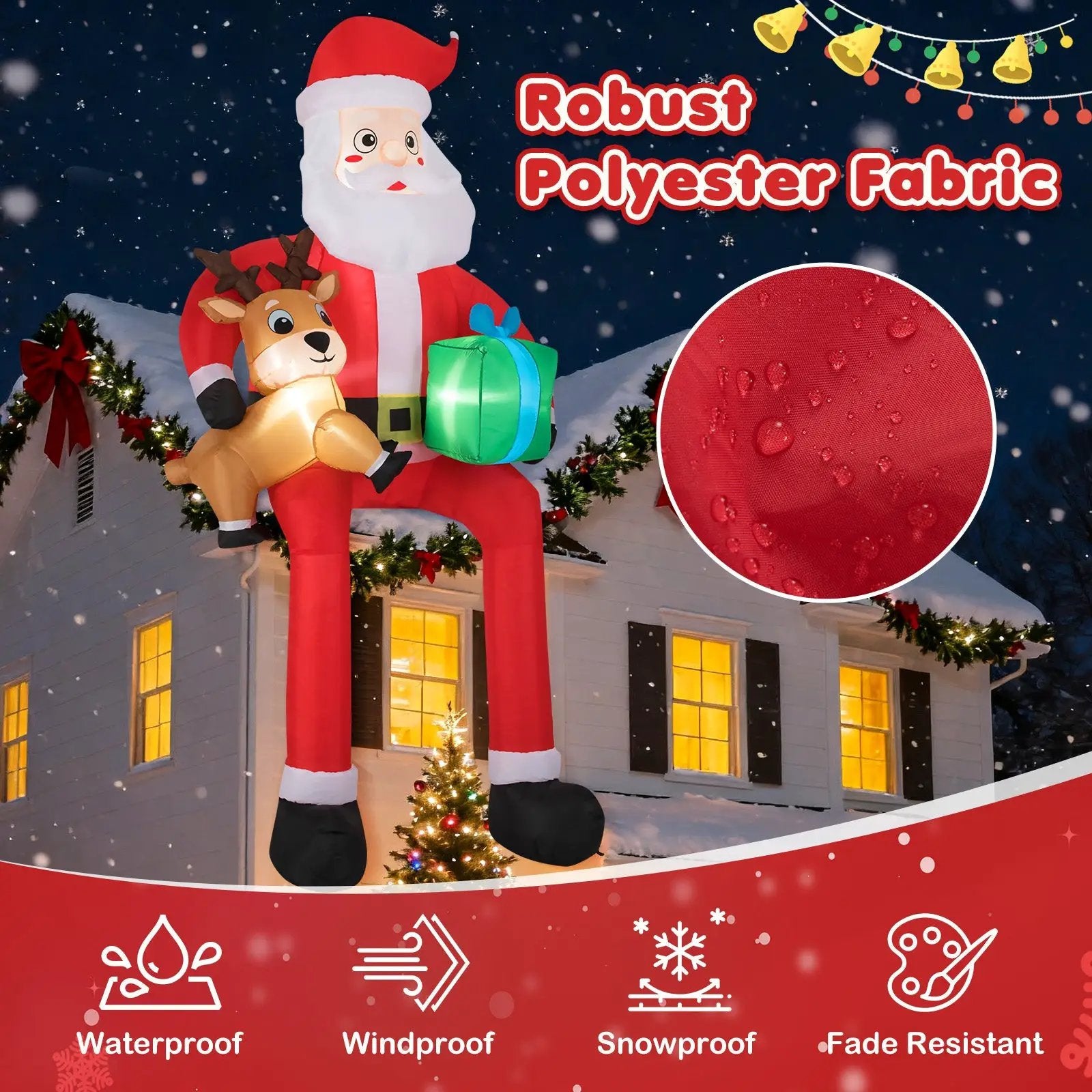 9.5 Feet Christmas Inflatable Santa Outdoor Decoratio with Built-in LED Lights by DirectDeals