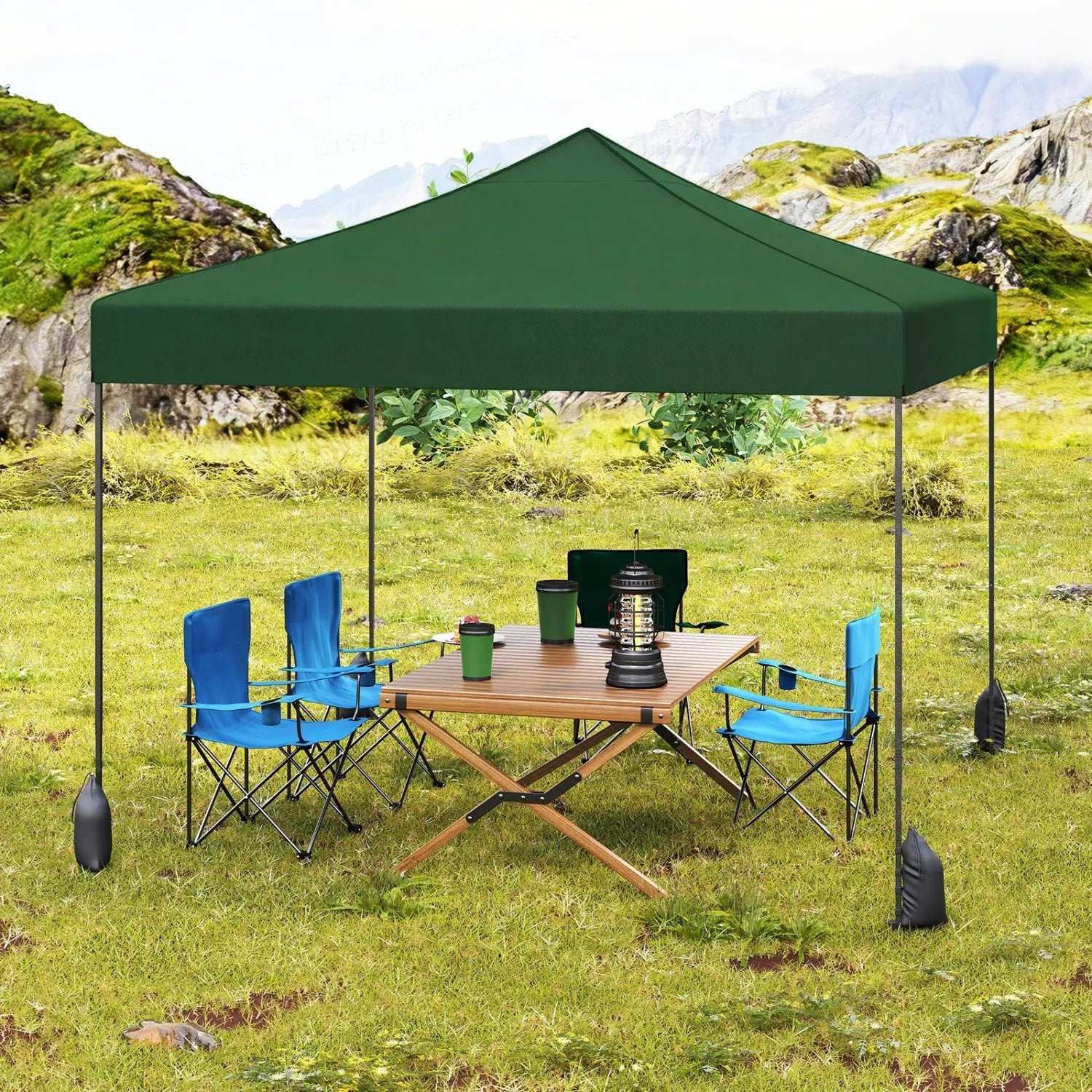 9.5 x 9.5 Feet Pop up Canopy Tent with Adjustable Heights by DirectDeals