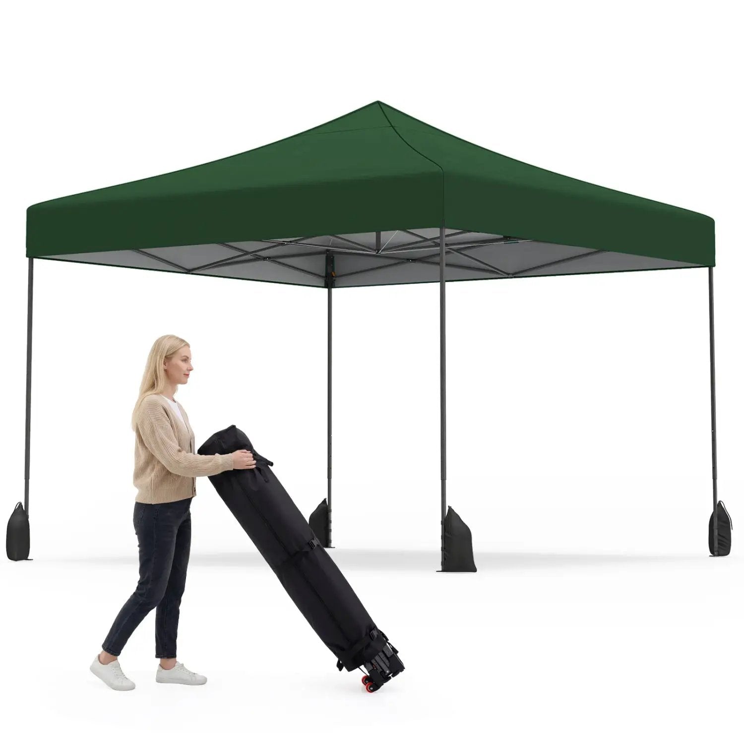 9.5 x 9.5 Feet Pop up Canopy Tent with Adjustable Heights by DirectDeals
