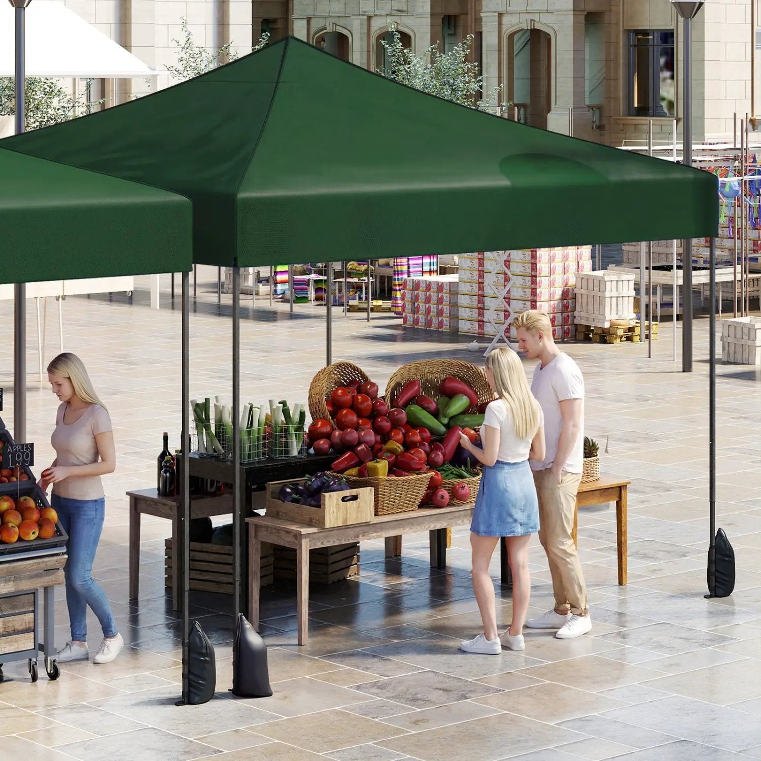 9.5 x 9.5 Feet Pop up Canopy Tent with Adjustable Heights by DirectDeals