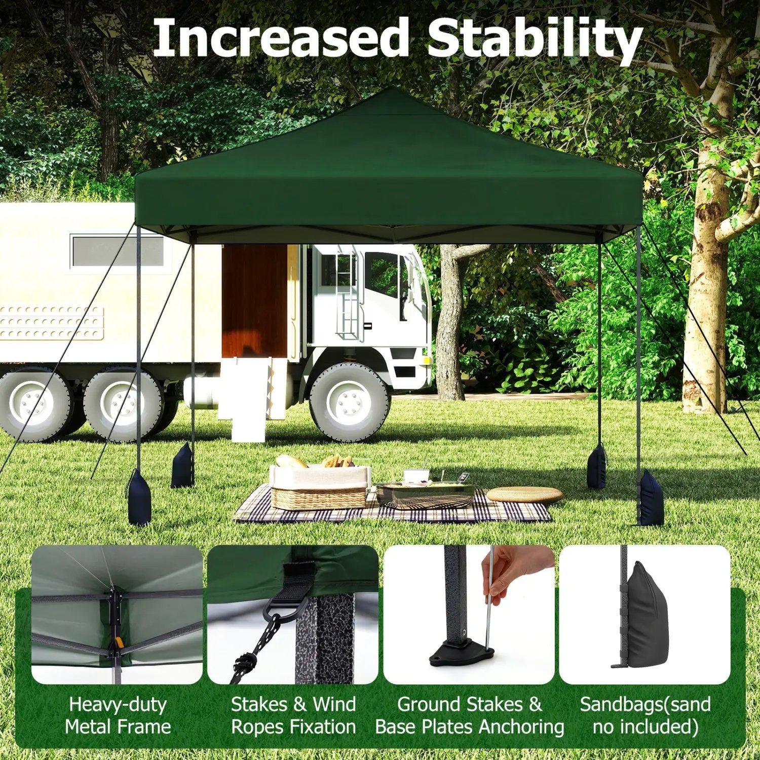 9.5 x 9.5 Feet Pop up Canopy Tent with Adjustable Heights by DirectDeals