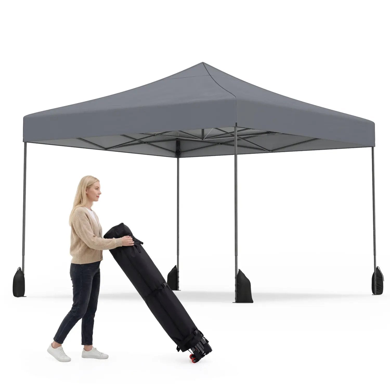 9.5 x 9.5 Feet Pop up Canopy Tent with Adjustable Heights by DirectDeals