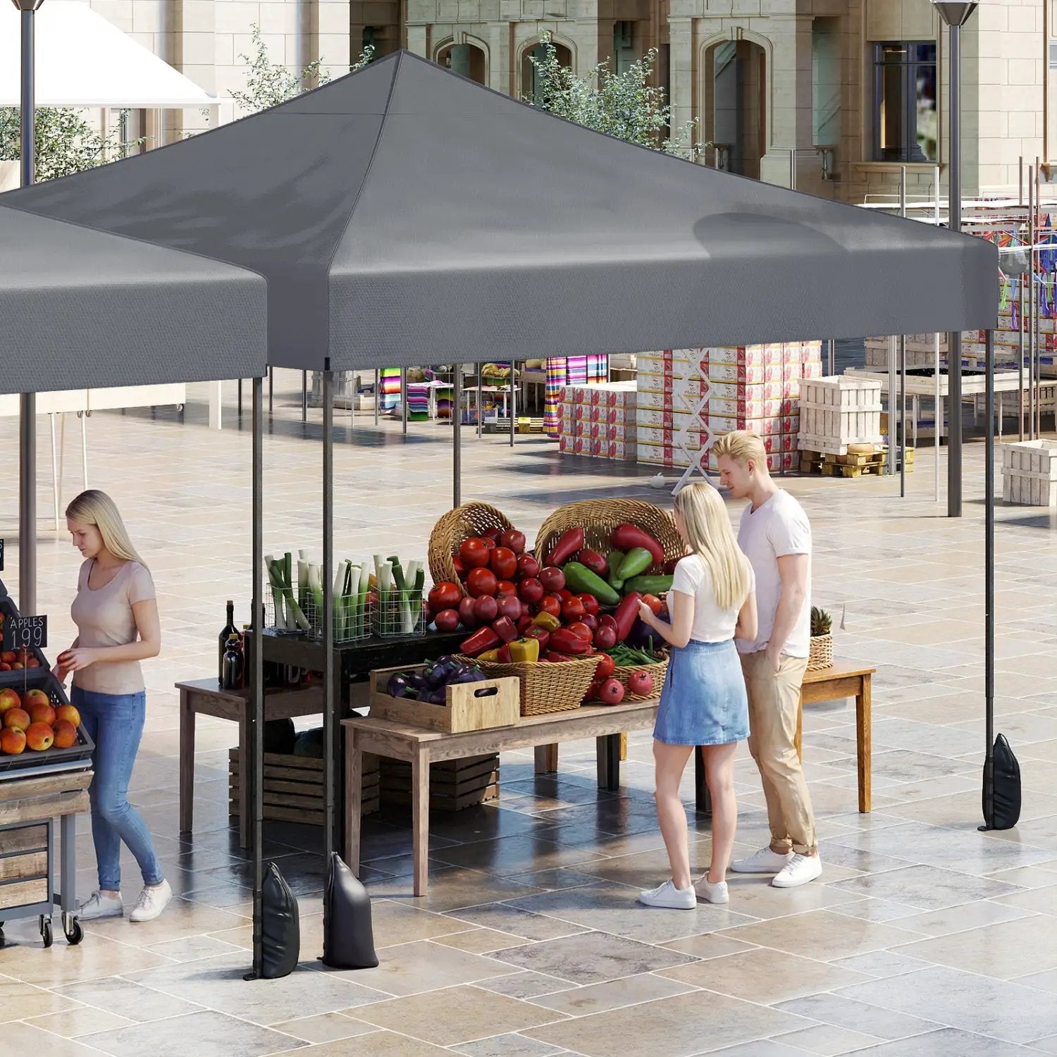 9.5 x 9.5 Feet Pop up Canopy Tent with Adjustable Heights by DirectDeals