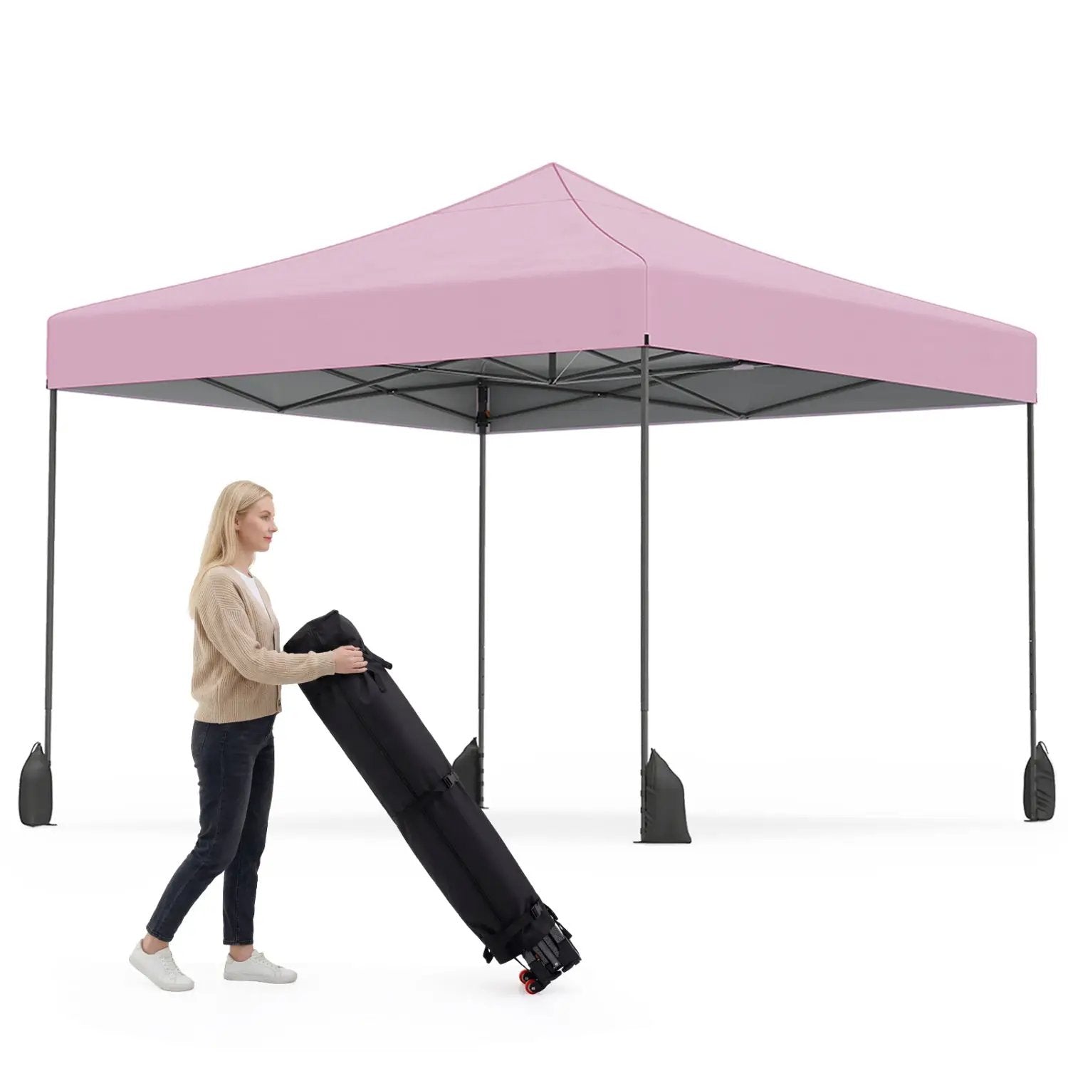 9.5 x 9.5 Feet Pop up Canopy Tent with Adjustable Heights by DirectDeals