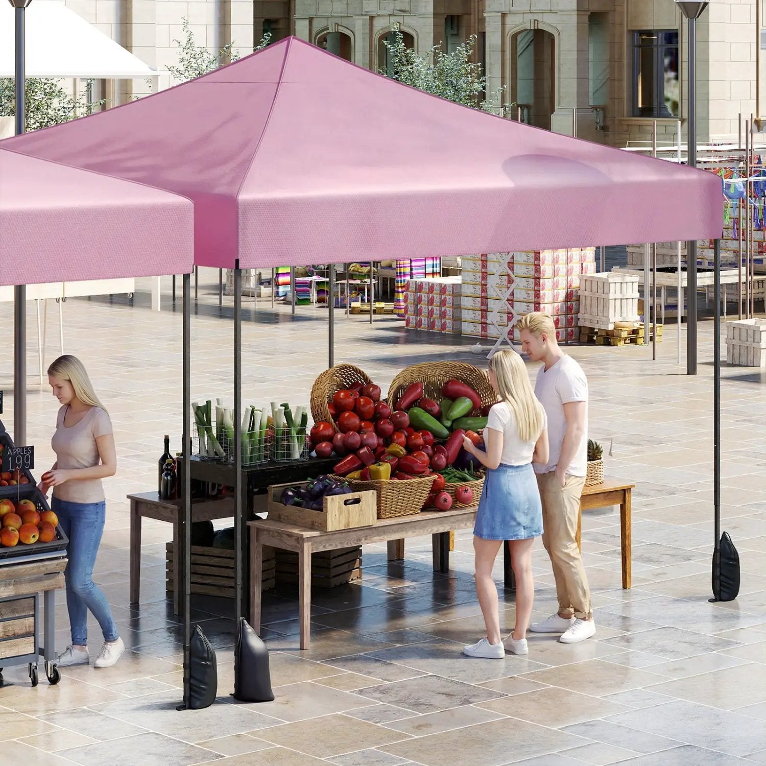 9.5 x 9.5 Feet Pop up Canopy Tent with Adjustable Heights by DirectDeals
