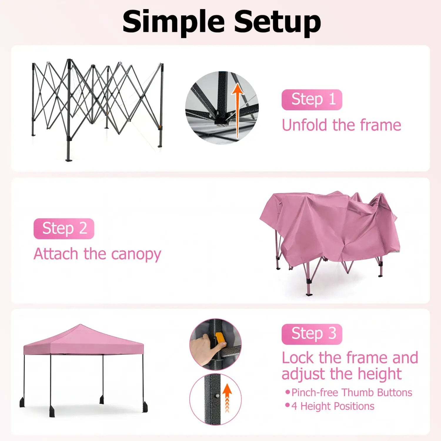9.5 x 9.5 Feet Pop up Canopy Tent with Adjustable Heights by DirectDeals
