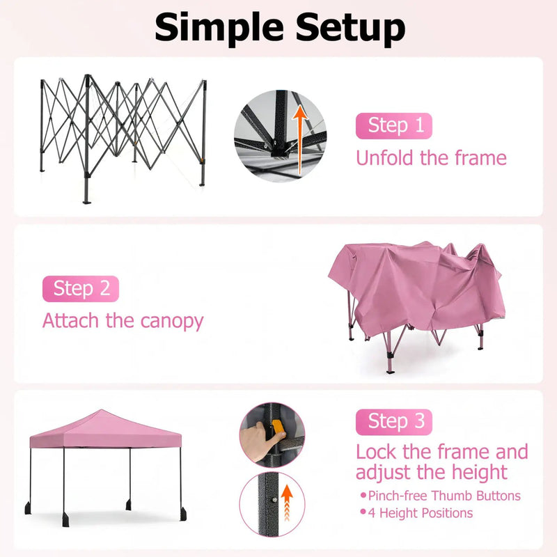 9.5 x 9.5 Feet Pop up Canopy Tent with Adjustable Heights by DirectDeals