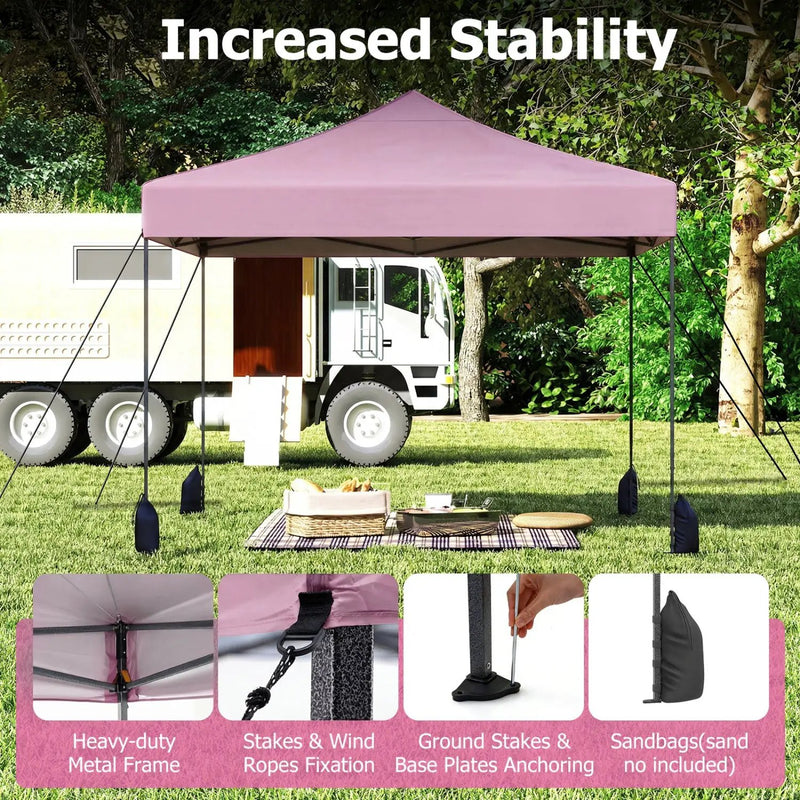 9.5 x 9.5 Feet Pop up Canopy Tent with Adjustable Heights by DirectDeals