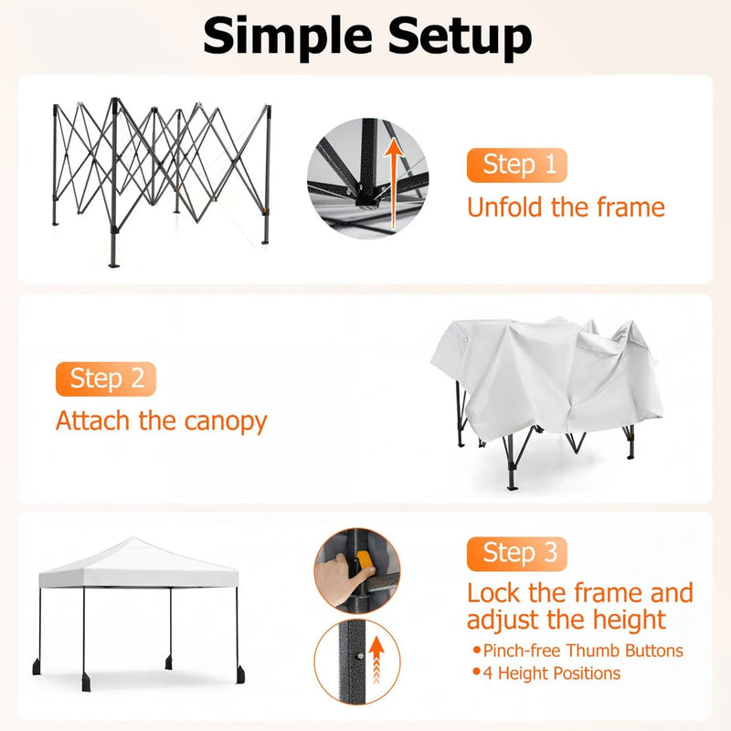 9.5 x 9.5 Feet Pop up Canopy Tent with Adjustable Heights by DirectDeals