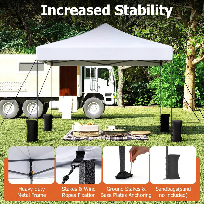 9.5 x 9.5 Feet Pop up Canopy Tent with Adjustable Heights by DirectDeals