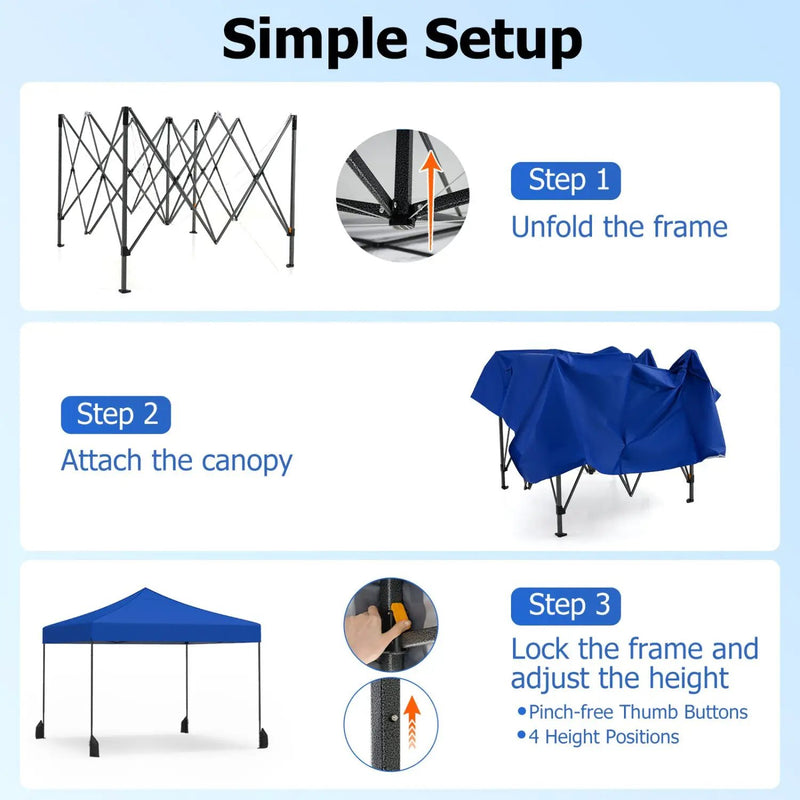 9.5 x 9.5 Feet Pop up Canopy Tent with Adjustable Heights by DirectDeals