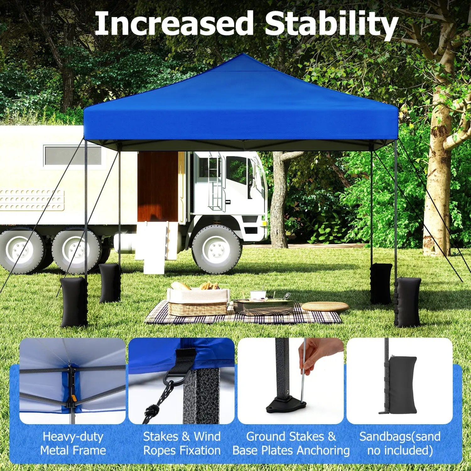 9.5 x 9.5 Feet Pop up Canopy Tent with Adjustable Heights by DirectDeals