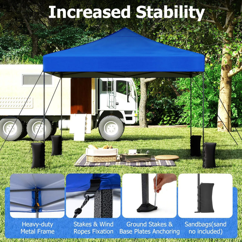 9.5 x 9.5 Feet Pop up Canopy Tent with Adjustable Heights by DirectDeals