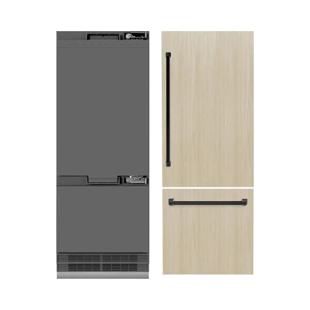 ZLINE 30" Panel Ready Built-In Bottom Freezer Refrigerator,Water Dispenser, Ice Maker,Graphite Gray, Matte Black GRBIVZ-30-MB by Farmhouse Kitchen and Bath