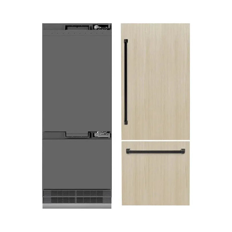 ZLINE 30" Panel Ready Built-In Bottom Freezer Refrigerator,Water Dispenser, Ice Maker,Graphite Gray, Matte Black GRBIVZ-30-MB by Farmhouse Kitchen and Bath