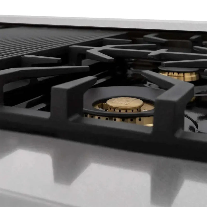 ZLINE 48" Autograph, Dual Fuel Range, Black Door, Gold, RASZ-BLM-48-G by Farmhouse Kitchen and Bath
