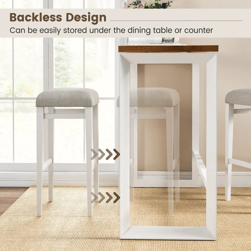 2 Pieces 24.5/29.5 Inch Backless Barstools with Padded Seat Cushions by DirectDeals