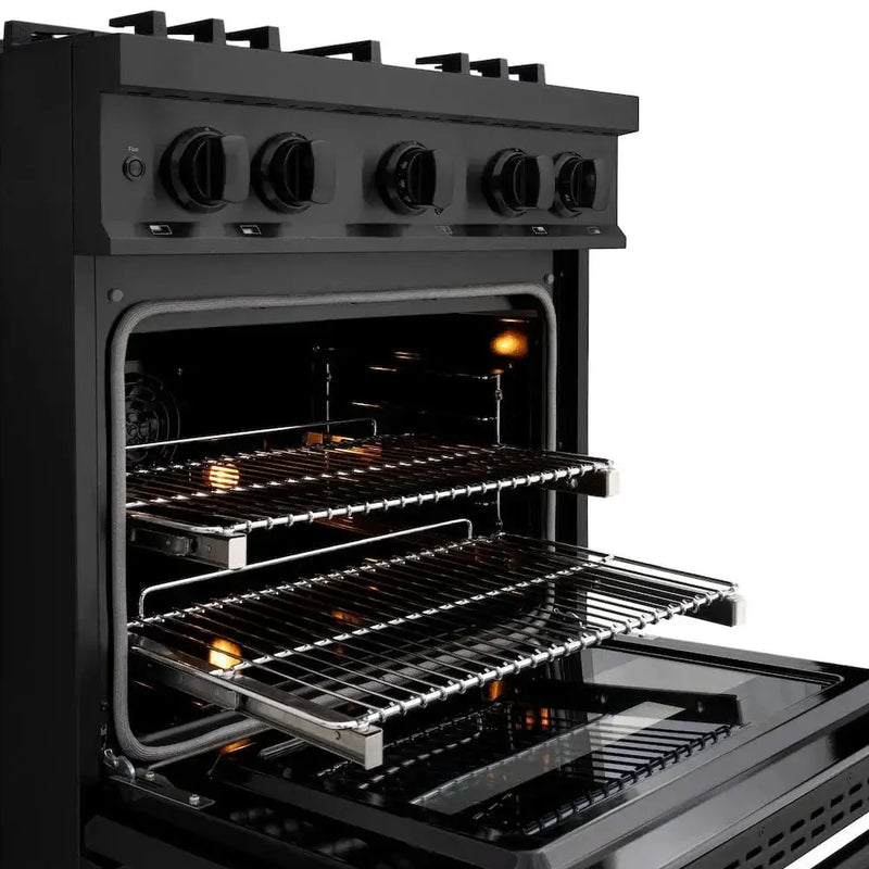 ZLINE 30" Classic Gas Range, Convection Gas Oven Black Stainless Steel Brass Burners, CGRB-BR-30 by Farmhouse Kitchen and Bath