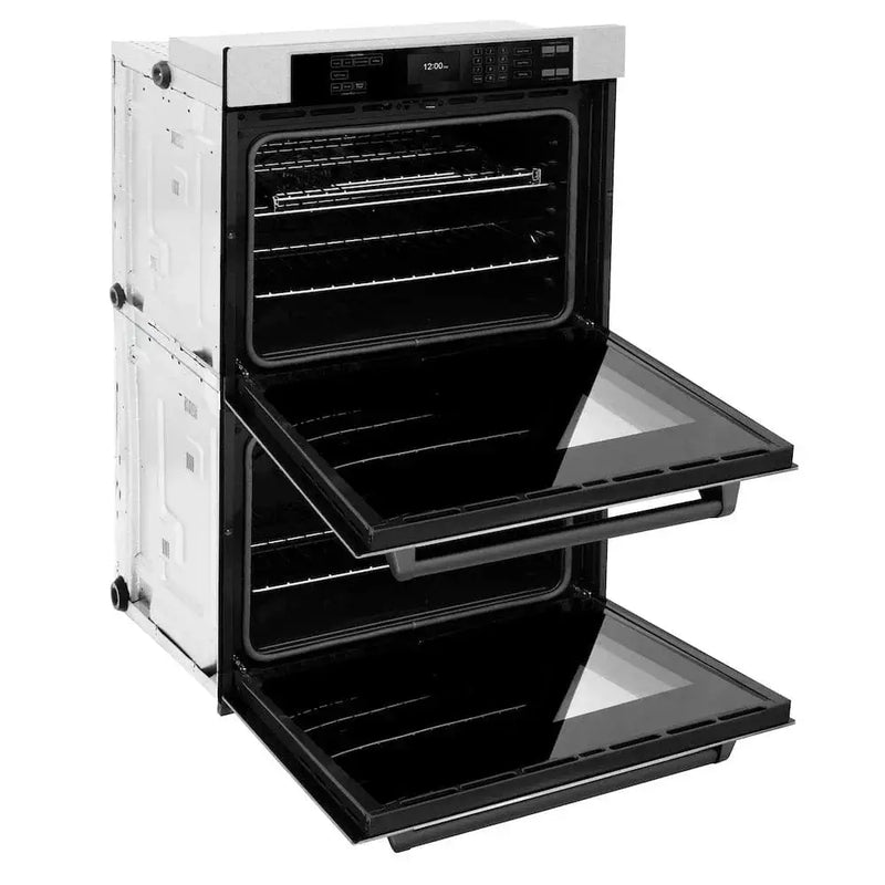 ZLINE 30"Professional True Convection Double Wall Oven, Air Fry, Self Clean, DuraSnow® Matte Black WADSZ-30-MB by Farmhouse Kitchen and Bath