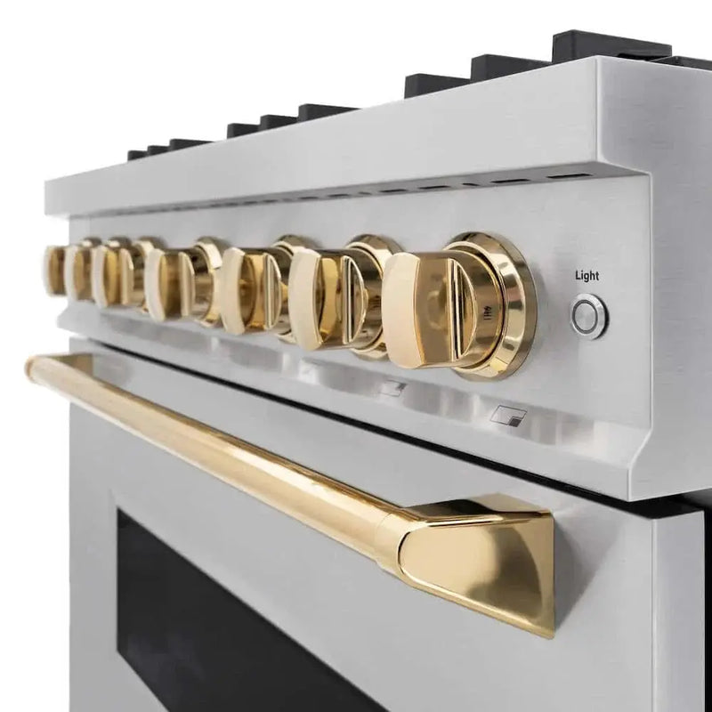 ZLINE 36" Classic Gas Range, Convection Gas Oven Stainless Steel, Gold CGRZ-36-G by Farmhouse Kitchen and Bath