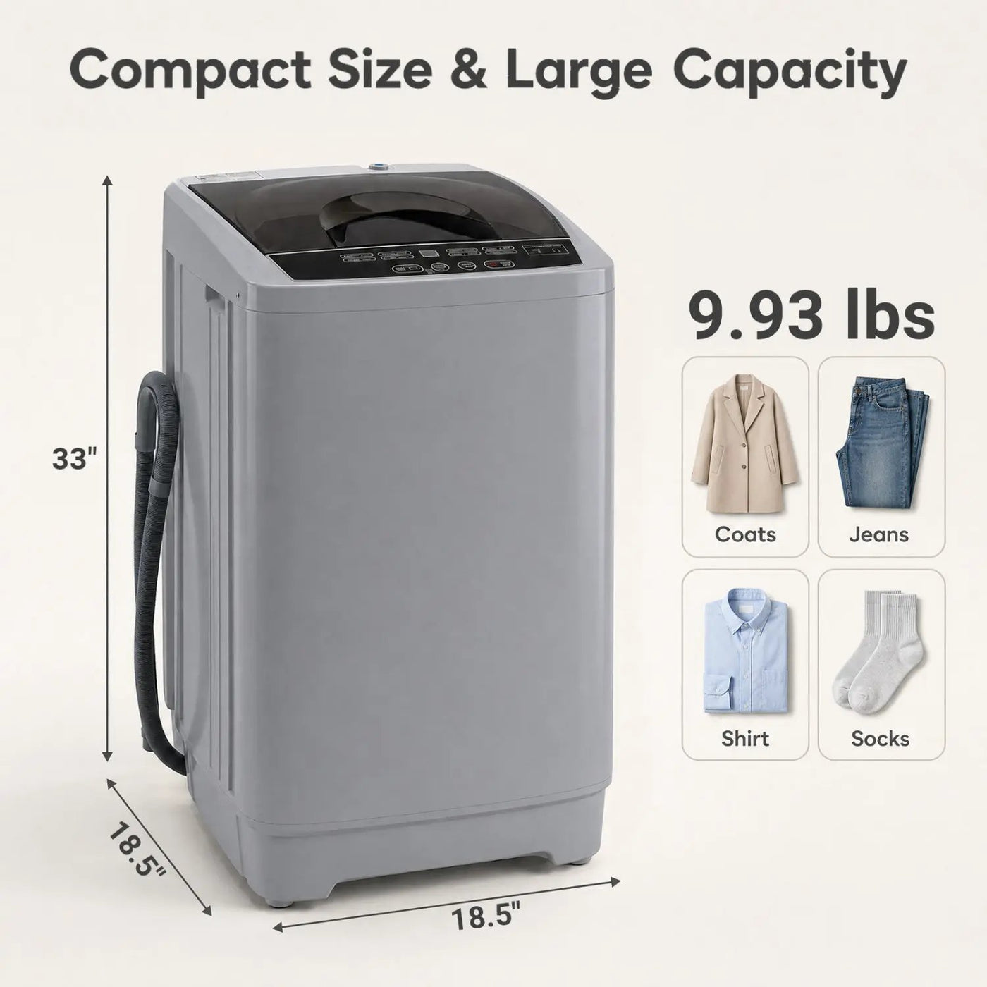 9.93 lbs Full Automatic Washing Machine with 8 Programs by DirectDeals