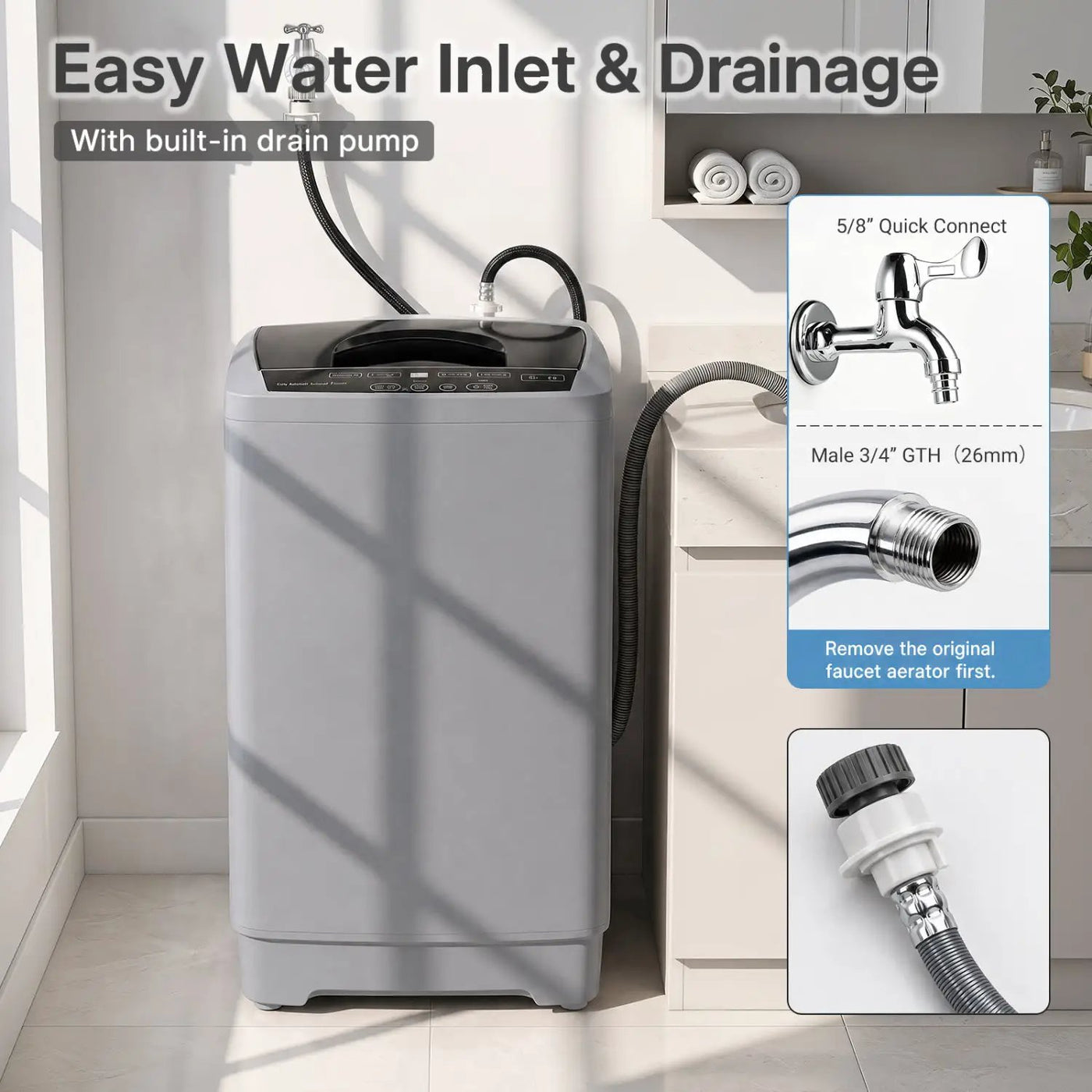 9.93 lbs Full Automatic Washing Machine with 8 Programs by DirectDeals