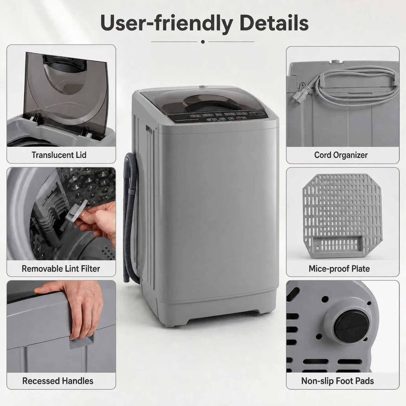 9.93 lbs Full Automatic Washing Machine with 8 Programs by DirectDeals