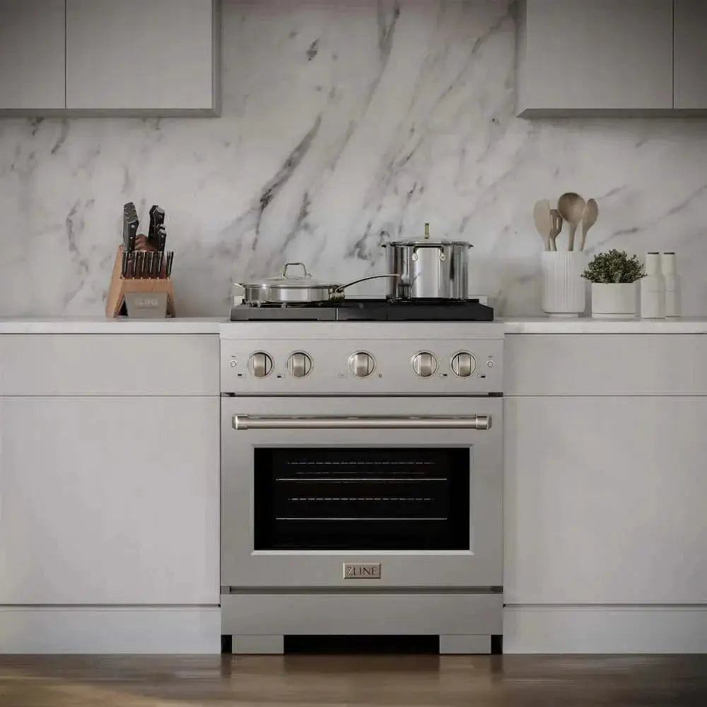 ZLINE 30"Gas Range, Convection Gas Oven , DuraSnow® Stainless Steel, SGRS-30 by Farmhouse Kitchen and Bath