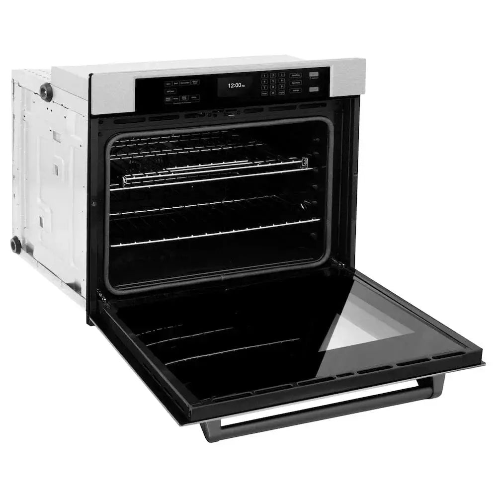 ZLINE 30"Professional True Convection Single Wall Oven, Air Fry, Self Clean, DuraSnow® Matte Black WASSZ-30-MB by Farmhouse Kitchen and Bath