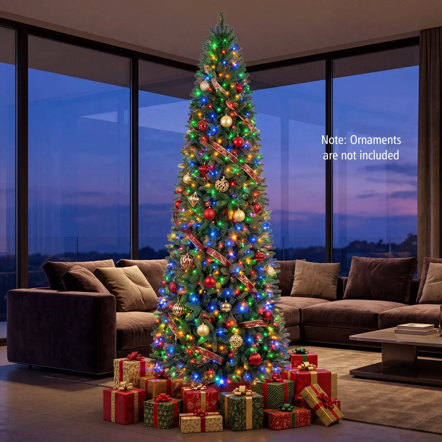 9 FT Pencil Alpine Christmas Tree with 550 Dual-Color LED Lights by DirectDeals