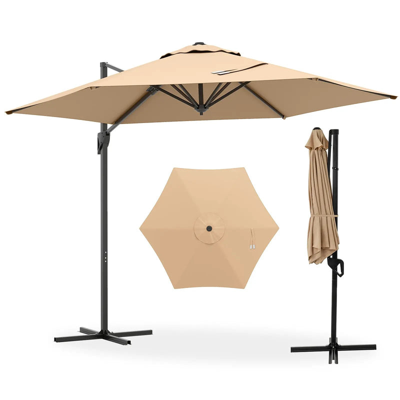 9 FT Cantilever Patio Umbrella with Vented Top and Sun-Protective Canopy by DirectDeals