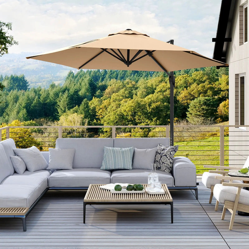 9 FT Cantilever Patio Umbrella with Vented Top and Sun-Protective Canopy by DirectDeals