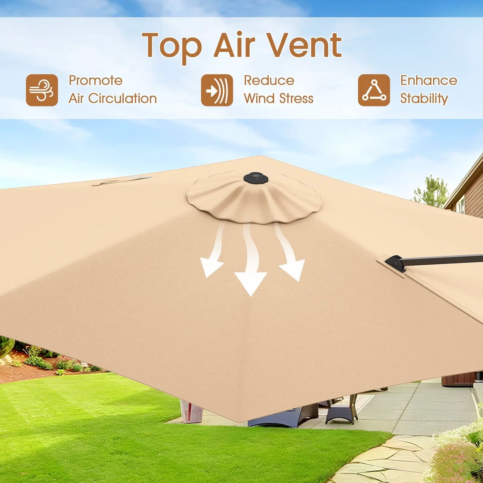 9 FT Cantilever Patio Umbrella with Vented Top and Sun-Protective Canopy by DirectDeals