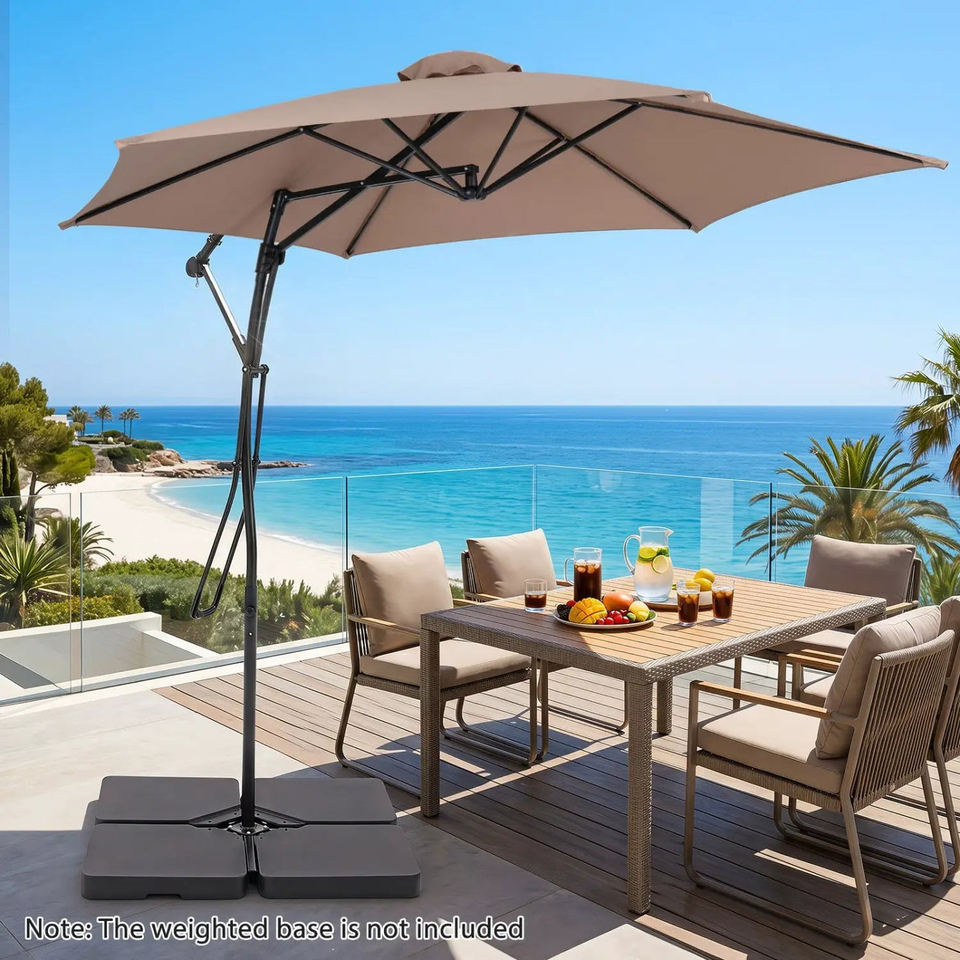 9 FT Cantilever Umbrella with Cross Base and Crank Handle by DirectDeals