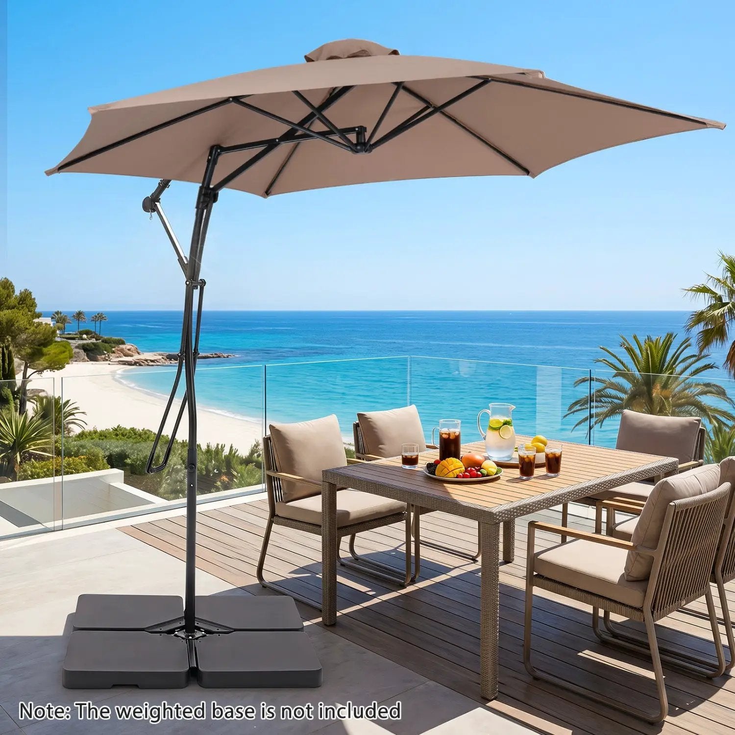 9 FT Cantilever Umbrella with Cross Base and Crank Handle by DirectDeals