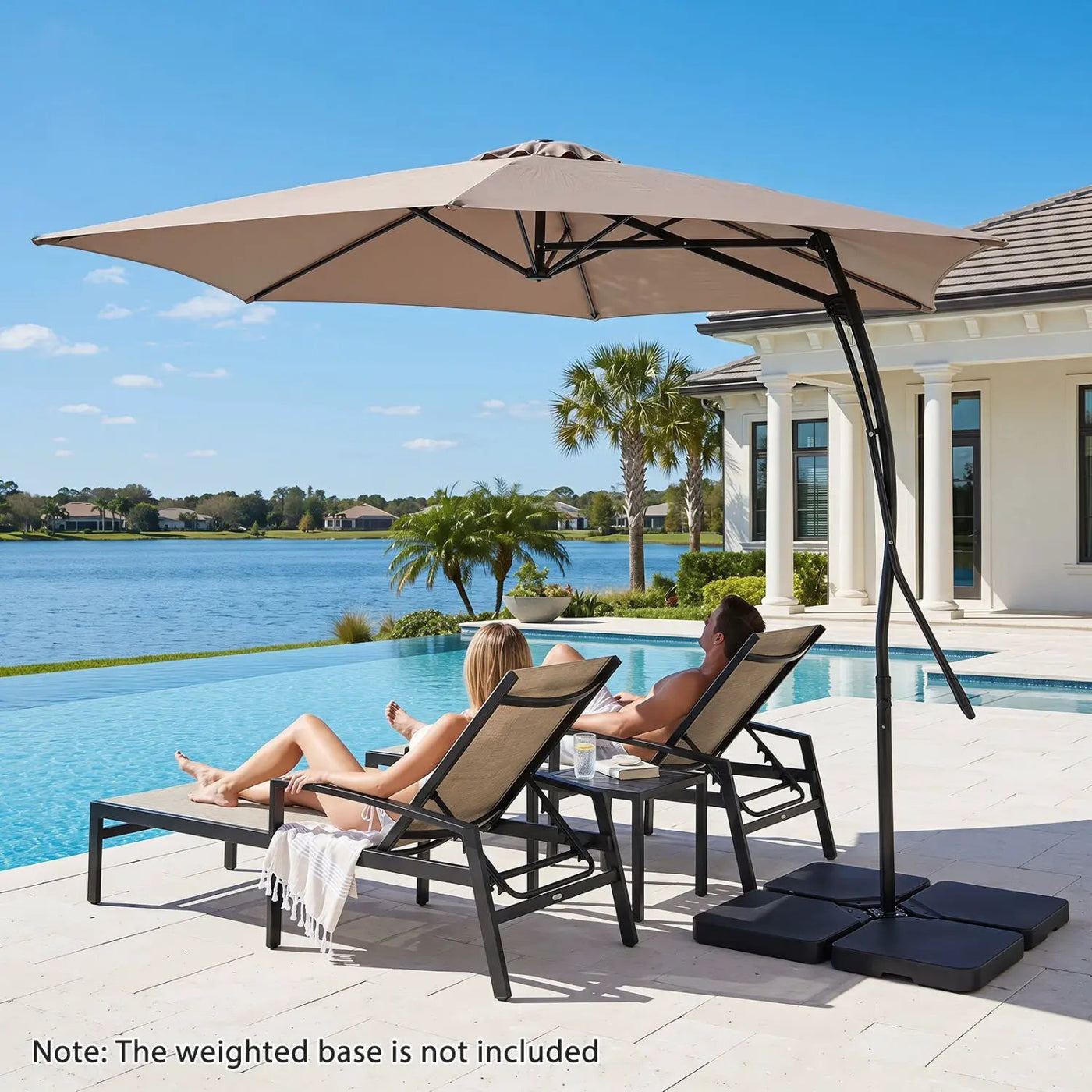 9 FT Cantilever Umbrella with Cross Base and Crank Handle by DirectDeals