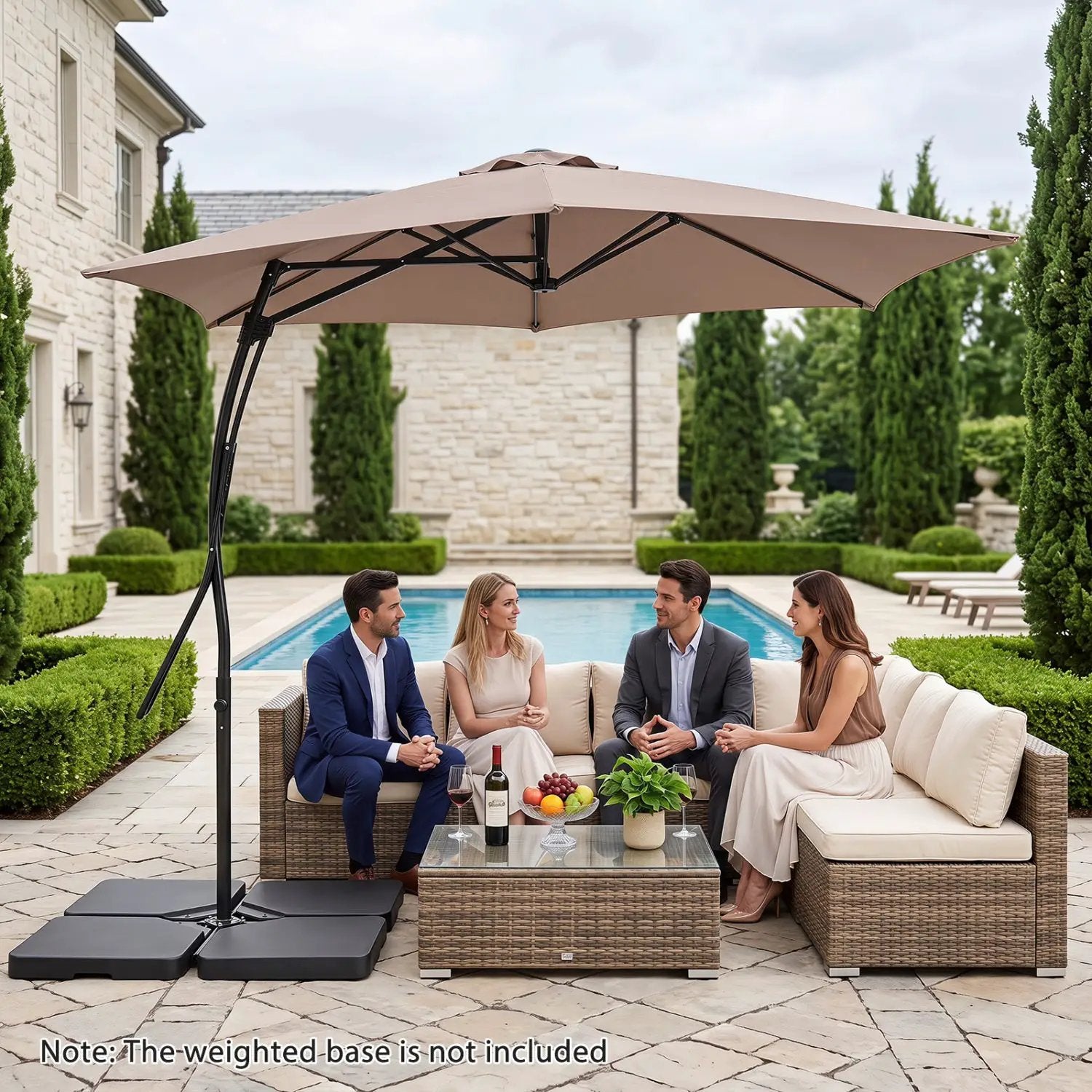 9 FT Cantilever Umbrella with Cross Base and Crank Handle by DirectDeals