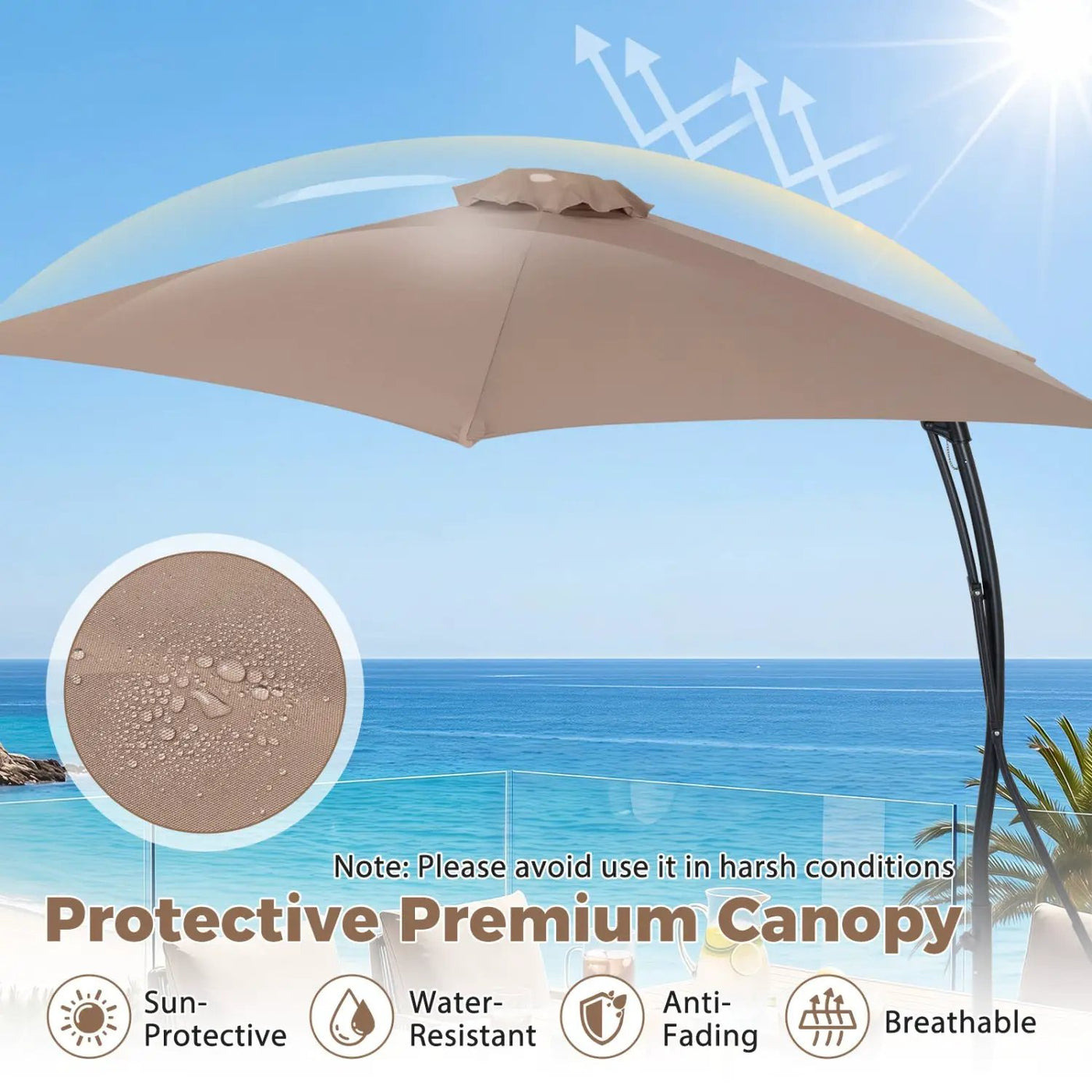 9 FT Cantilever Umbrella with Cross Base and Crank Handle by DirectDeals
