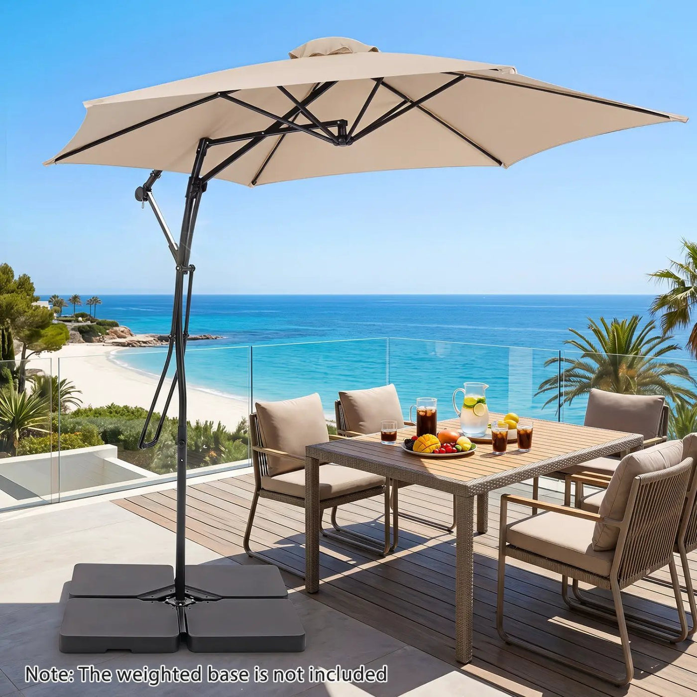 9 FT Cantilever Umbrella with Cross Base and Crank Handle by DirectDeals