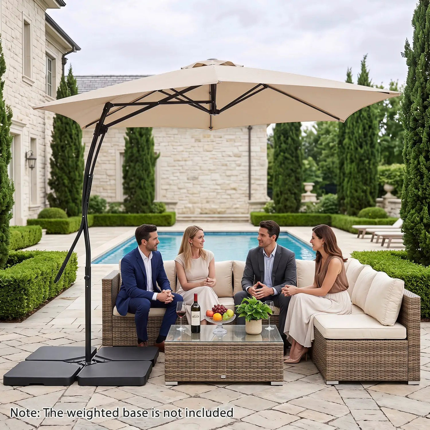 9 FT Cantilever Umbrella with Cross Base and Crank Handle by DirectDeals