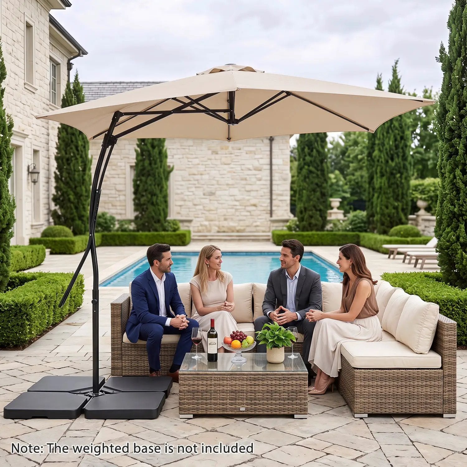 9 FT Cantilever Umbrella with Cross Base and Crank Handle by DirectDeals