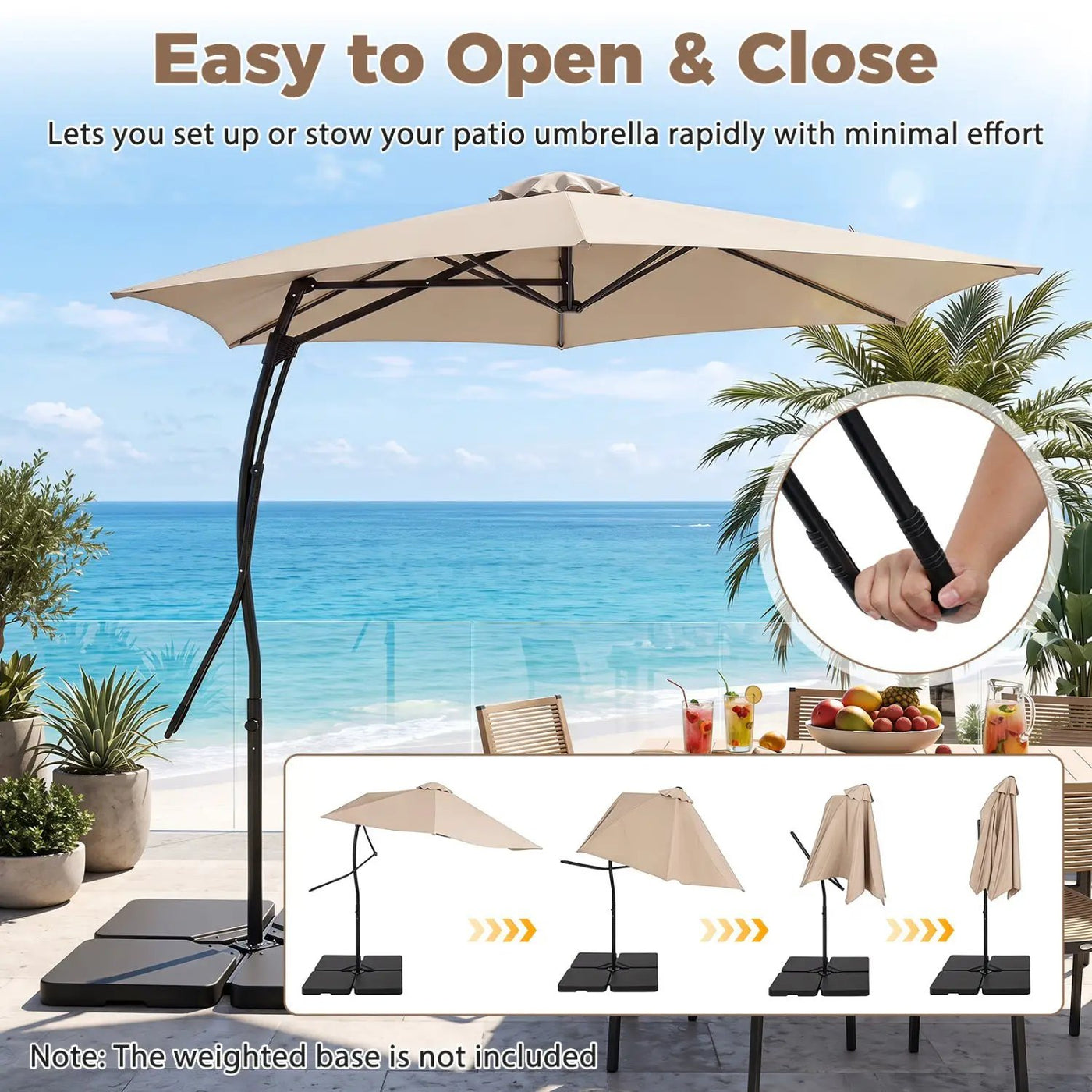 9 FT Cantilever Umbrella with Cross Base and Crank Handle by DirectDeals