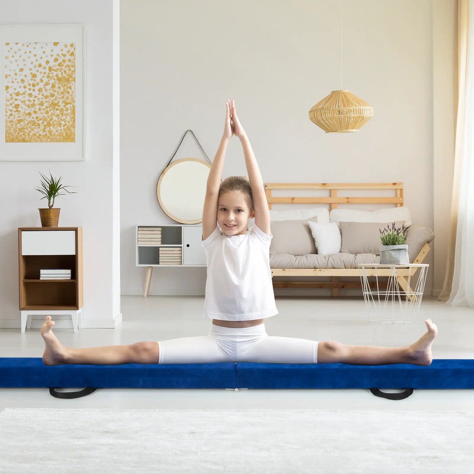 9 FT Folding Gymnastics Balance Beam with Anti-slip Base and Pine Wood Frame by DirectDeals