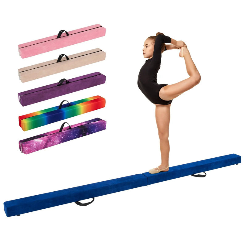 9 FT Folding Gymnastics Balance Beam with Anti-slip Base and Pine Wood Frame by DirectDeals